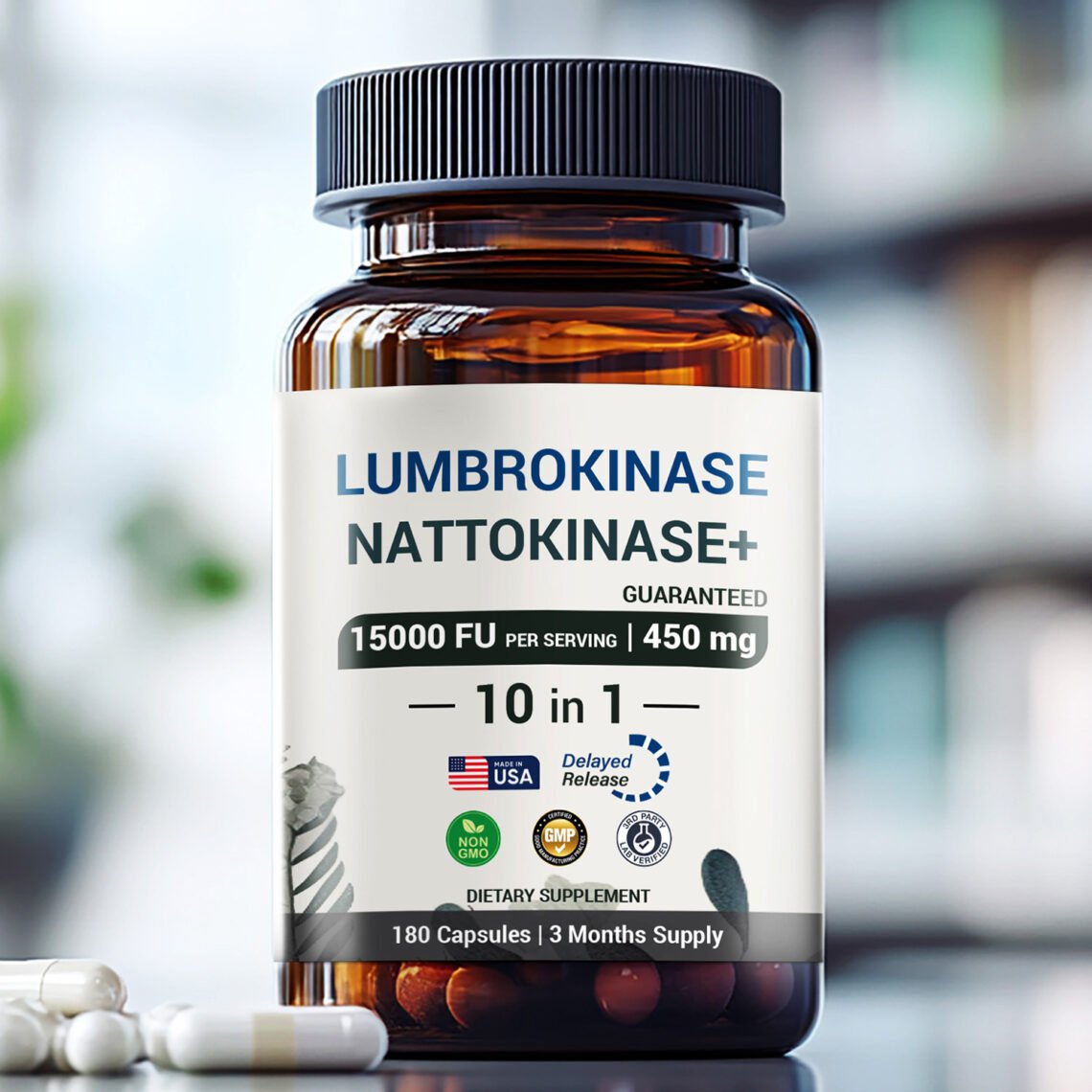 Bioagy Lumbrokinase & Nattokinase – 15000FU, 180 DR Caps