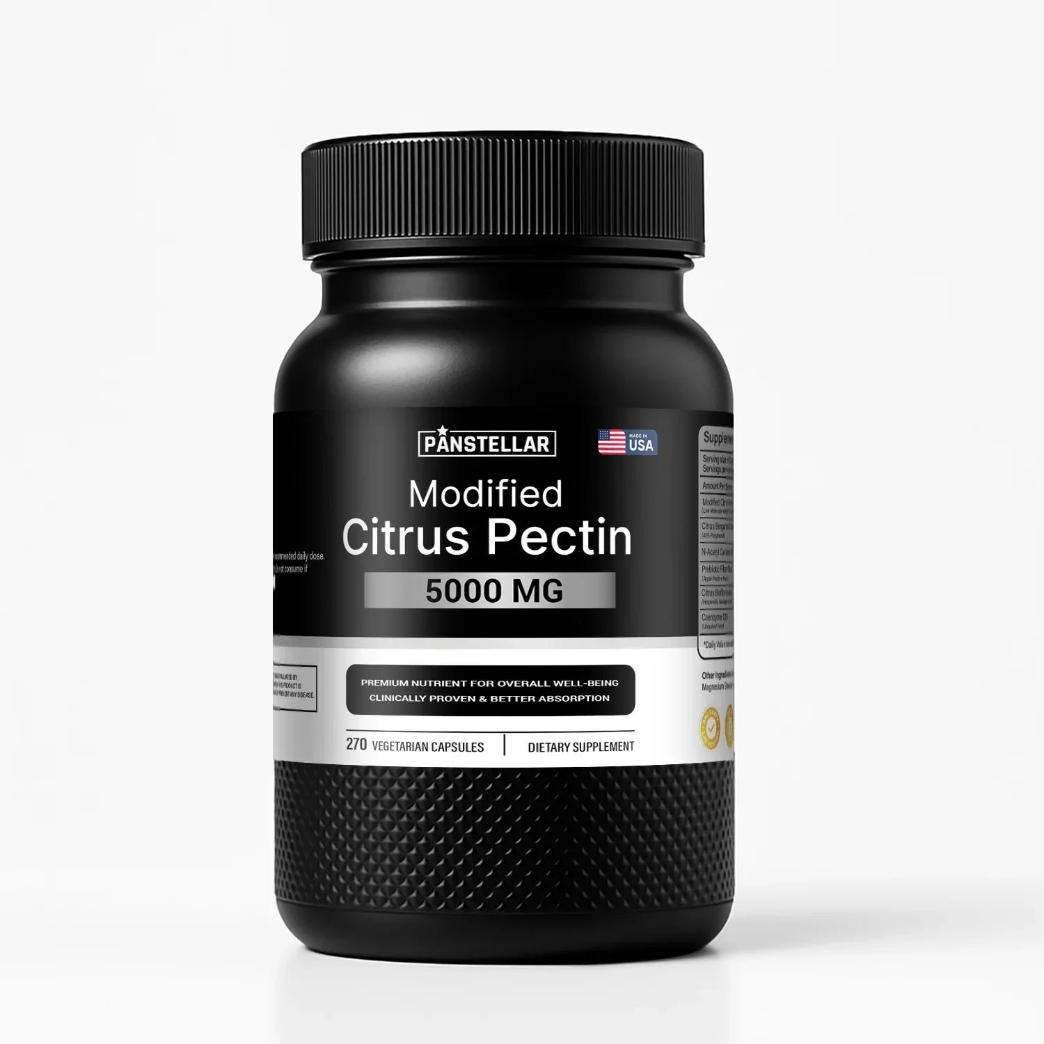 Modified citrus pectin supplement bottle 5000mg, 270 capsules, dietary supplement